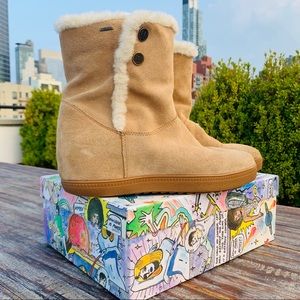 Geox Respira Amphibiox Leather Suede Fur Booties